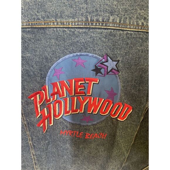 Vintage 90s Planet Hollywood Denim Blue Jean Jacket Myrtle Beach , Size Small - Picture 5 of 8